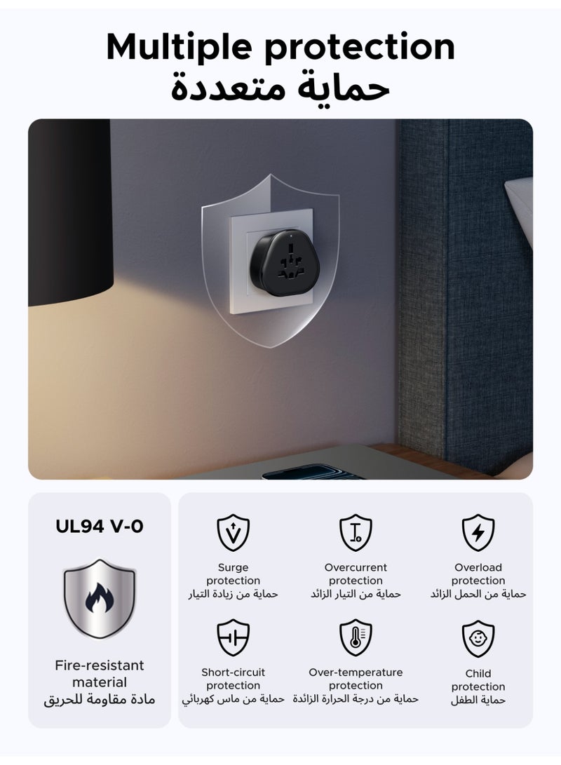 يو جرين محول سفر عالمي بمقبس أوروبي مناسب لأوروبا/إيران/تركيا/سوريا/مصر/ليبيا/أستراليا/روسيا/تايلاند، مقبس طاقة عالمي، مقبس عالمي مناسب لرحلات العمل والفنادق والمطارات للهواتف وأجهزة الكمبيوتر المحمولة - Image 3